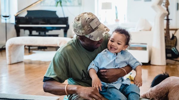 military dad with his child