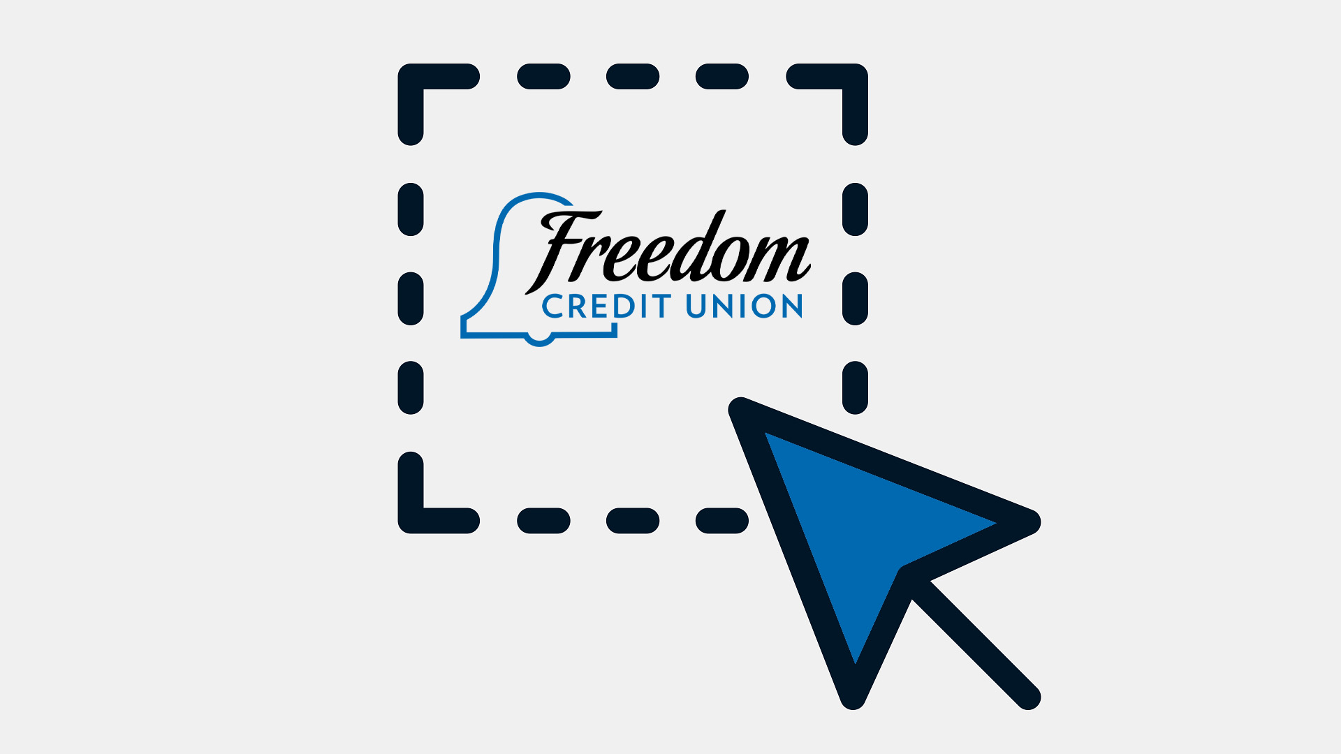 Cursor checking a box that says: Freedom Credit Union