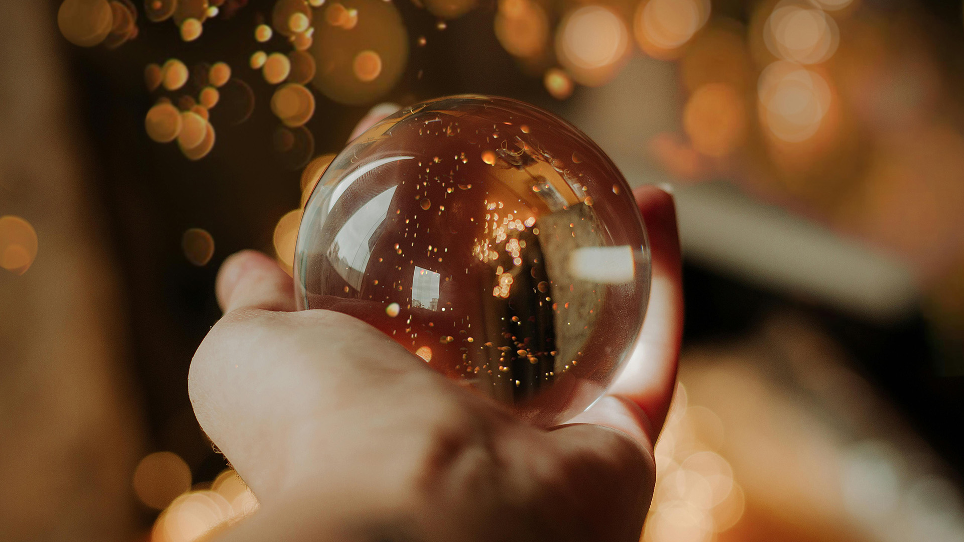 crystal ball and holiday lights