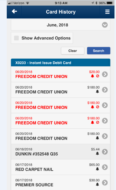 Mobile App Card Transactions