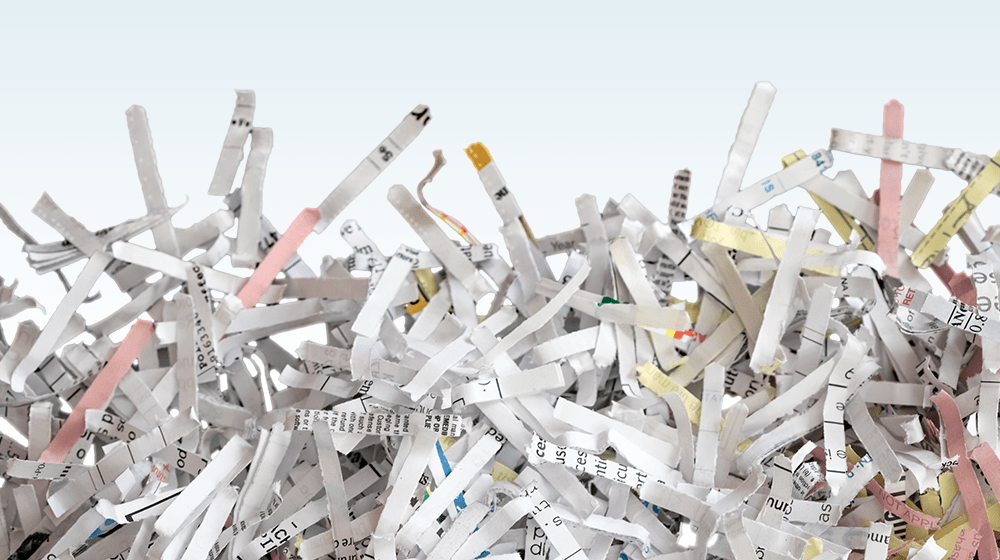 A pile of shredded papers