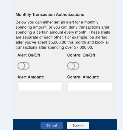 Monthly Transaction Authorizations Alerts