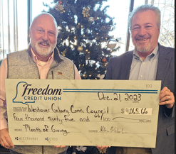 John Beaulieu, President of Westover Galaxy Community Council, and Glenn Welch, President & CEO of Freedom Credit Union.